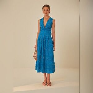 chinese dress ladies Off-White Blue Yard Sleeveless Maxi Dress – FARM Rio main image 0